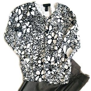 Cable & Gauge Black & White Cardigan Sweater - M